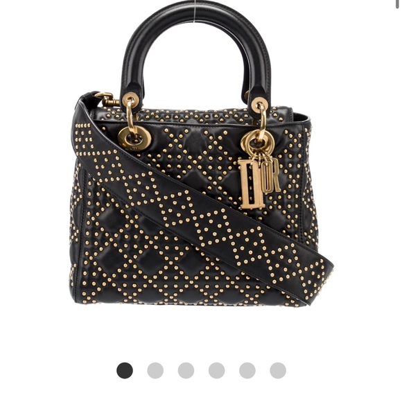 CHRISTIAN DIOR Medium Studded Supple Lady Dior Bag - Picture 9 of 11